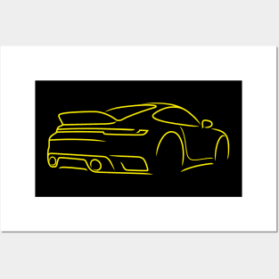 911 stoplamp back rear sportcar yellow Posters and Art